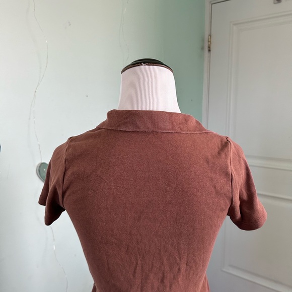 Brandy Melville Brown Button-Up Polo - Picture 7 of 8